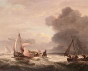 Dutch Barges In Open Seas - 托马斯·鲁尼